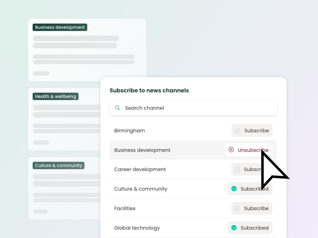 Lightspeed365 subscriptions modal showing news channel preferences and subscribe controls