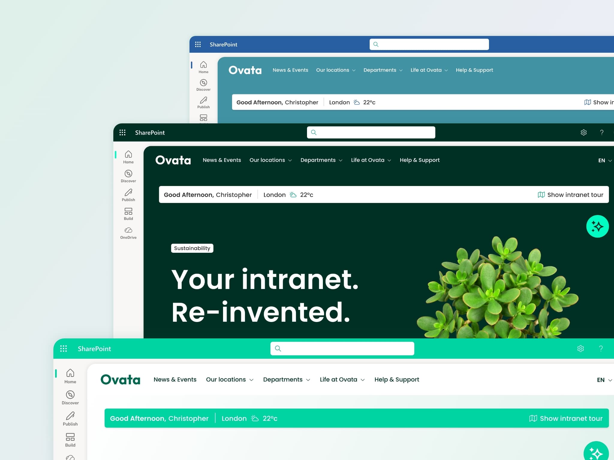 Two sites with different sub-branding and Sections with video background