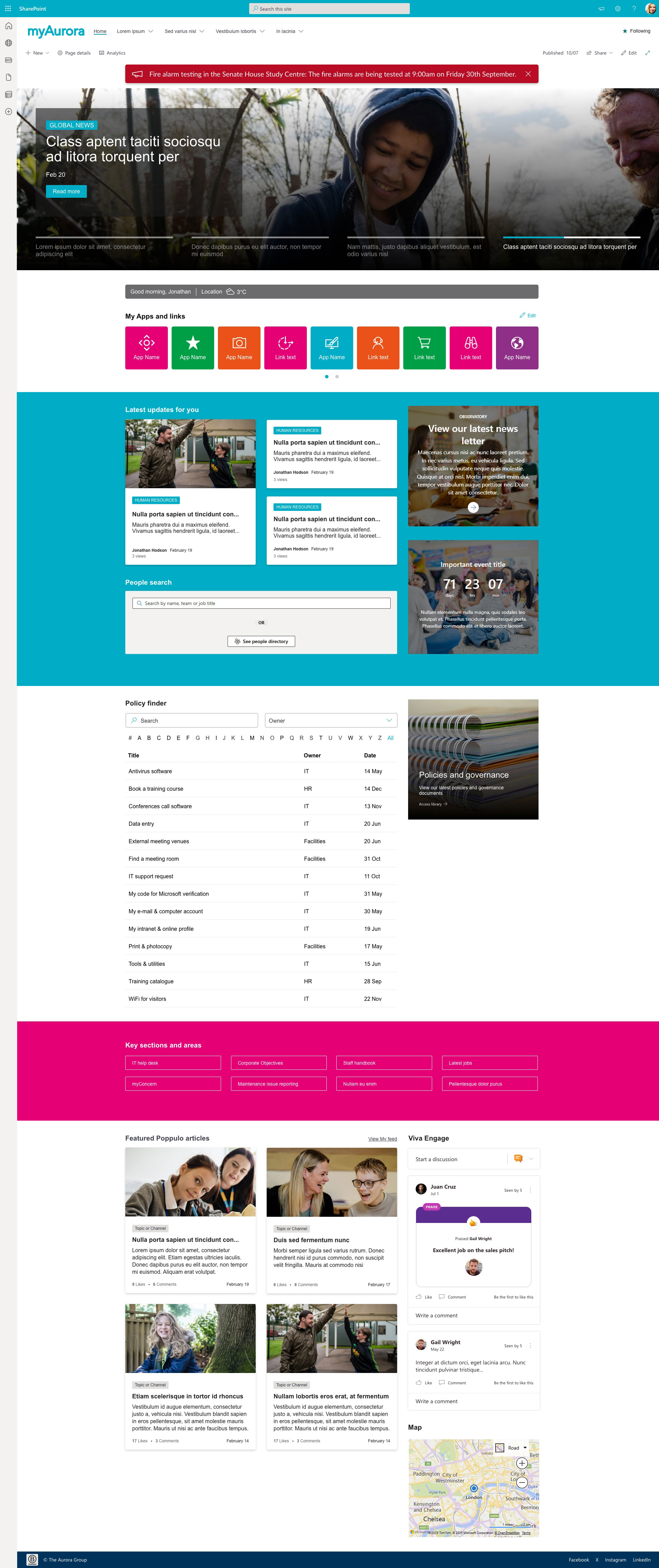 The Aurora Group intranet homepage