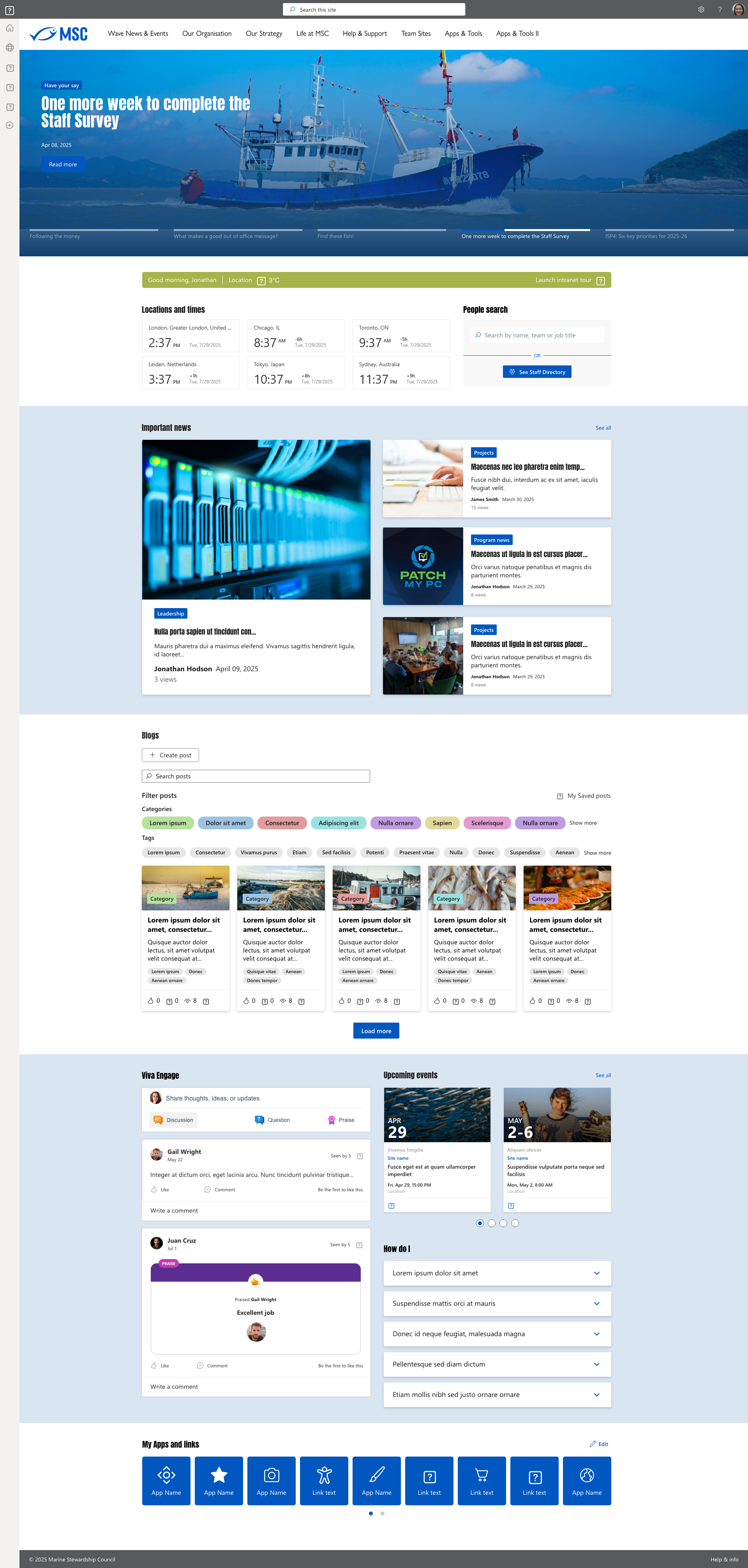 Marine Stewardship Council intranet homepage