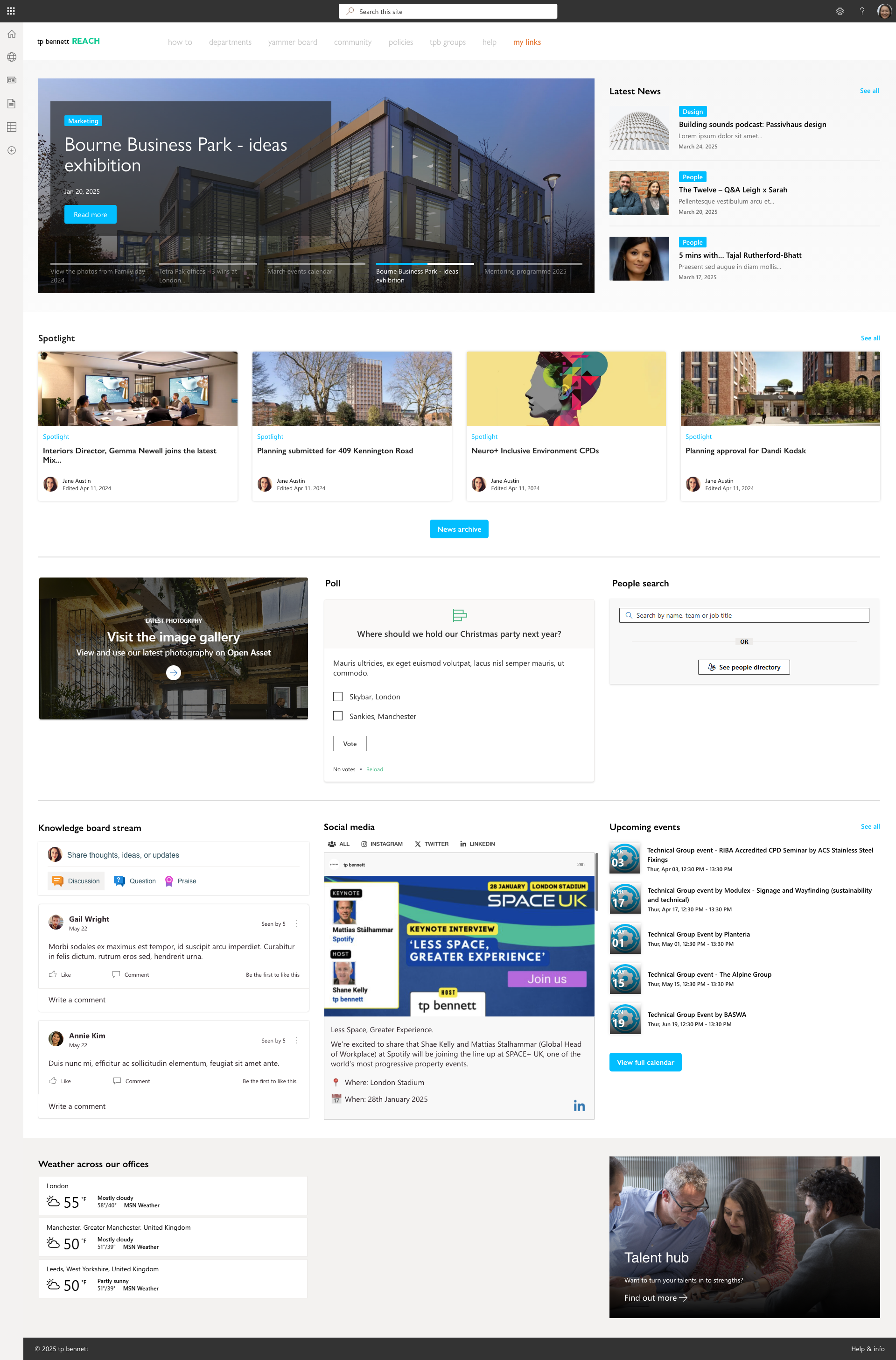 tp bennett intranet homepage