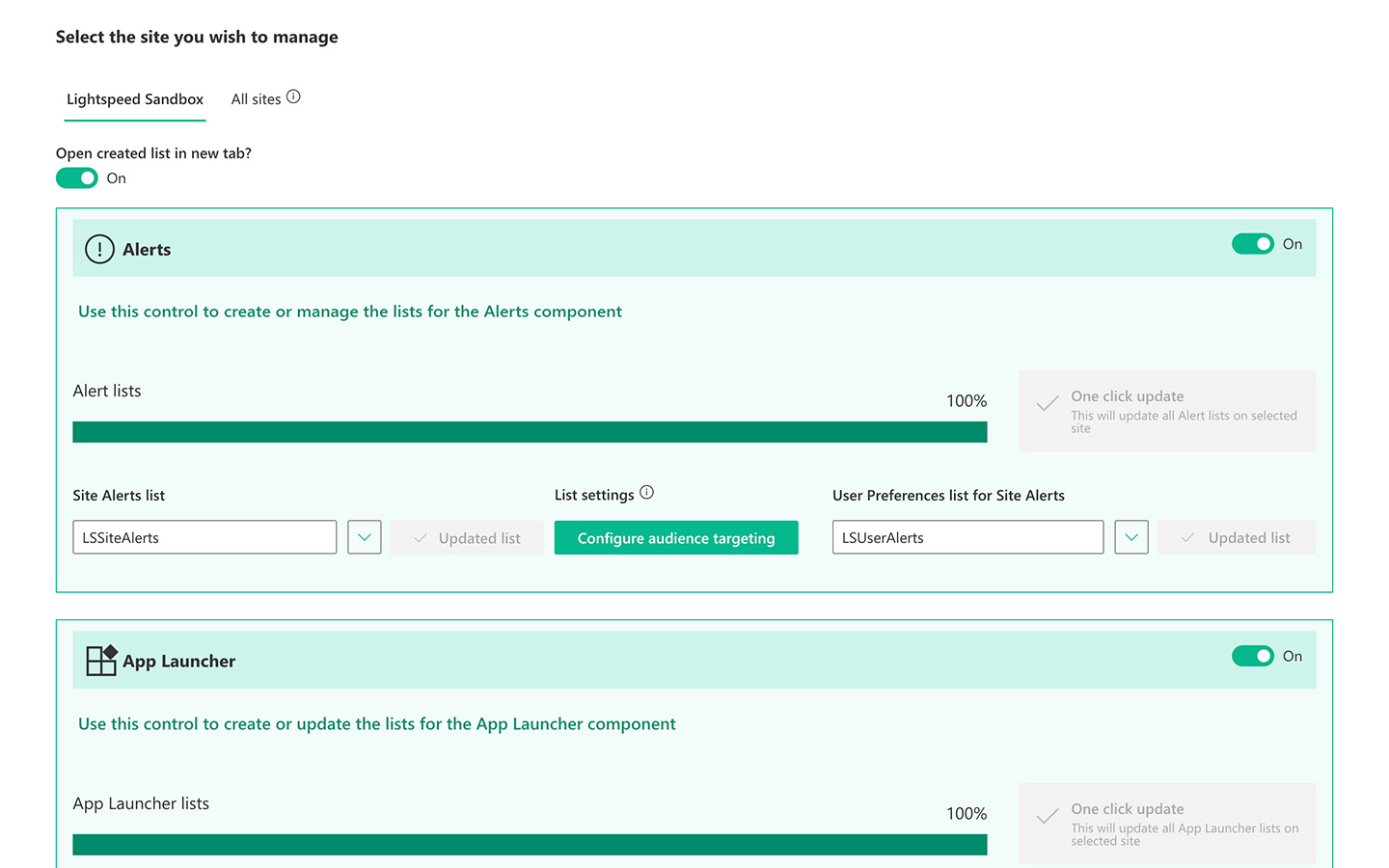 Admin center UI