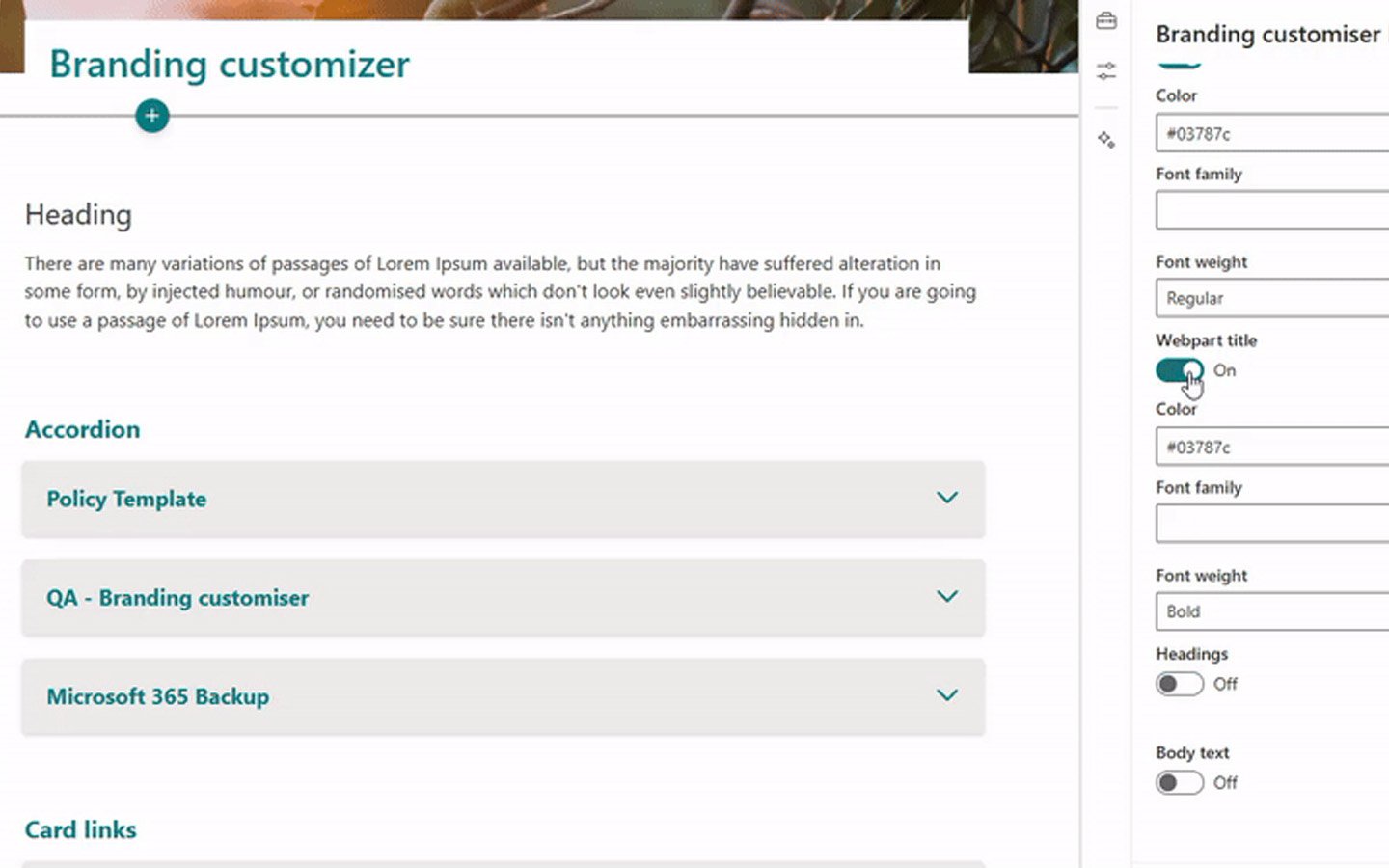 Branding settings